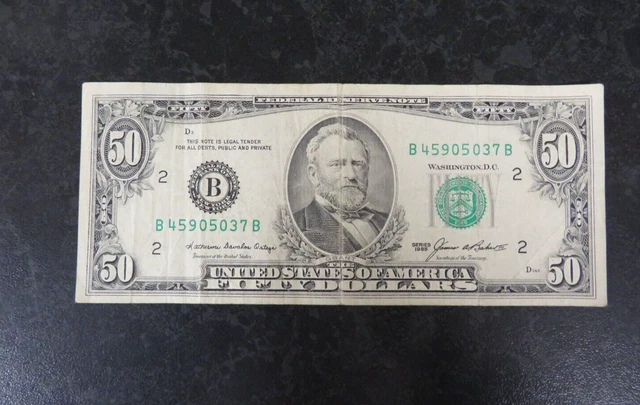 United States Of America Fifty Dollars Bank Note Federal Reserve 1985