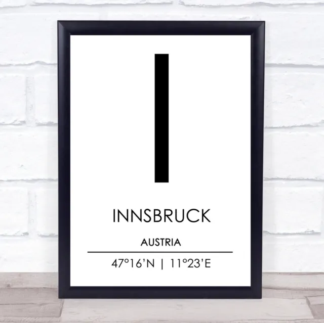 Innsbruck Österreich Koordinaten Weltstadt Reisezitat Wandkunstdruck