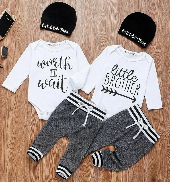 Neonati Bambino Ragazzo Vestiti 3Pcs / Set Cotone Manica Lunga Tutina Pantaloni