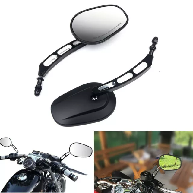 Motorcycle Rearview Mirrors Edge Cut Black For Harley Davidson Softail Breakout