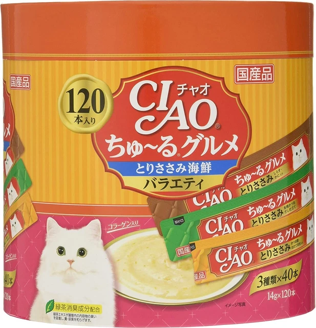 Ciao Churu Gourmet de Inaba golosinas gato mezcla pollo y mariscos 14gx120sticks Japón