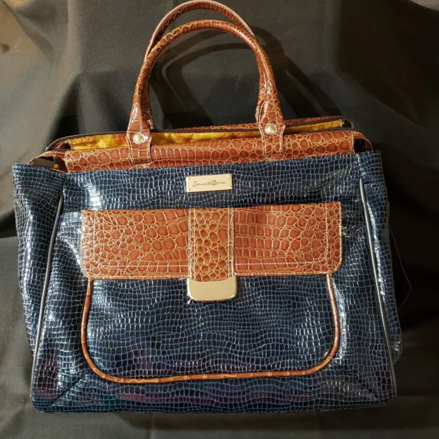 Samantha Brown Croc Embossed Shoulder Bag Pockets Adjustable Strap Double Handle