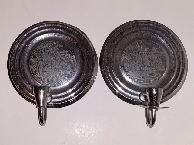 FOLKETS HUS HOFERS Vintage SWEDISH Pair Metal WALL SCONCE Candlestick HOLDERS