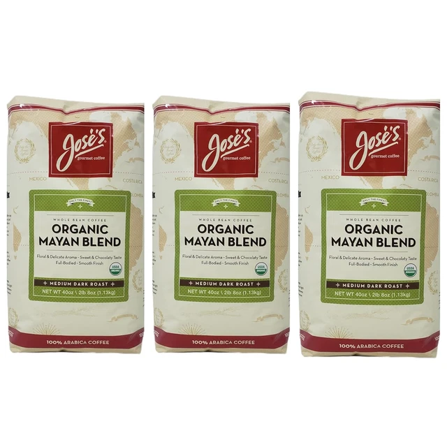 CC Goods Jose'S Organic Mayan Blend Whole Bean Coffee - Pack of 3 Bags - 40 Oz p