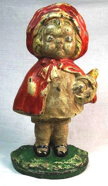 Antique Hubley Cast Iron Doorstop Little Red Riding Hood Door Stop
