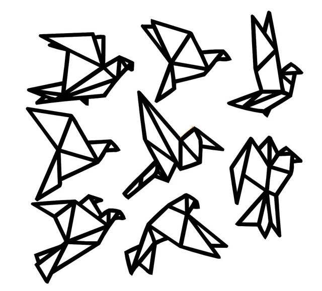 10 DXF CNC file g code gcode BIRDS laser cut plasma polygonal geometric ...