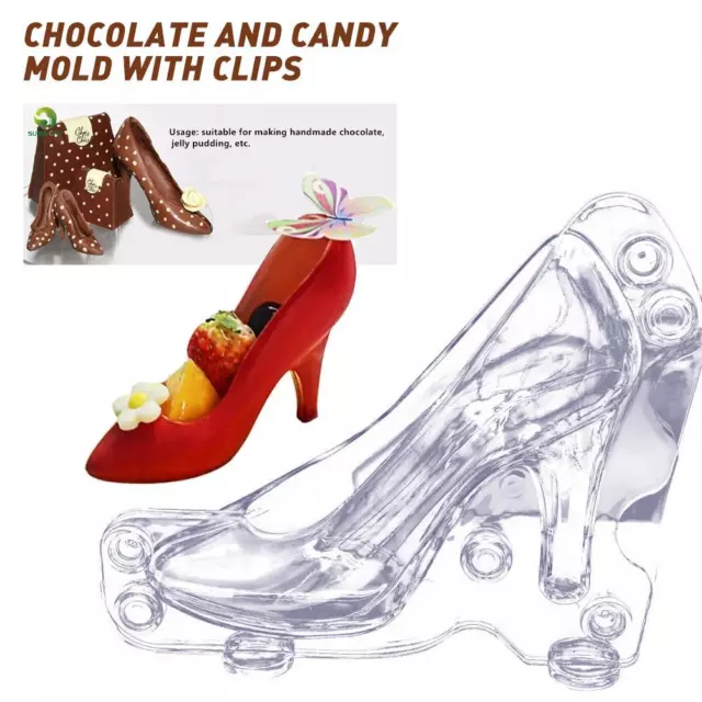 Plastic Clear High Heel Shoe Chocolate Mould DIY Cake 3D Molding, Candy A0K5