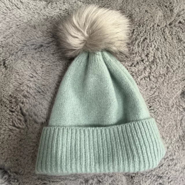 NEXT 50/50 Cashmere Wool Beanie Hat With Faux Fur Pompom