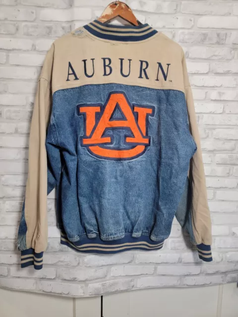 Vintage Auburn University Lee Sport Denim Canvas Varsity Bomber Jacket XL