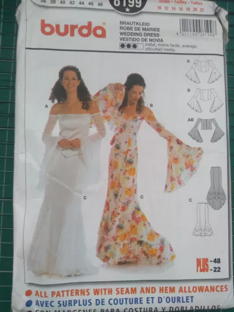 Vintage Wedding Dress Sewing Pattern  Skirt Burda 8199 Plus Sizes