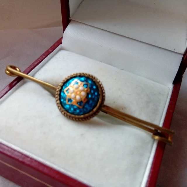 Broche Ancienne En Argent Poinçonné Aux émaux Bressans - Vers 1900, émail Guilloché Et Cloisonné, Très Bon état