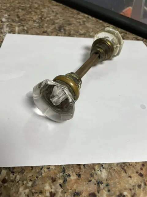 Glass Doorknob Vintage Matching Pair Concave Top 2-1/4" 8 Point