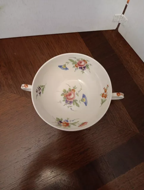 SYRACUSE CHINA Selma   OLD IVORY Floral Flat CREAM SOUP BOWL Double Handle