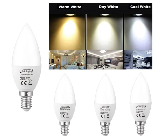E14 SES 5W Non Dimmable LED Candle Light Bulb Cool Day Warm White SMD Desk Lamp