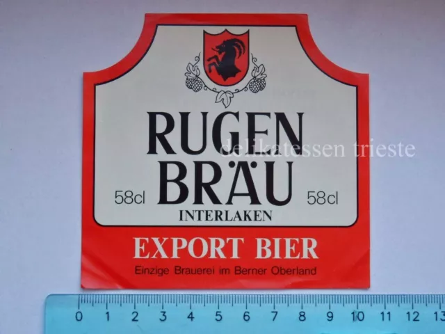 BIRRA RUGENBRAU INTERLAKEN bier beer vecchia ETICHETTA old LABEL vintage