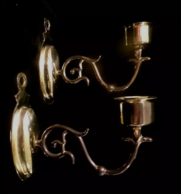 VINTAGE ELEGANT BALDWIN - EB - 2 PC SET of SOLID BRASS CANDLE WALL SCONCES