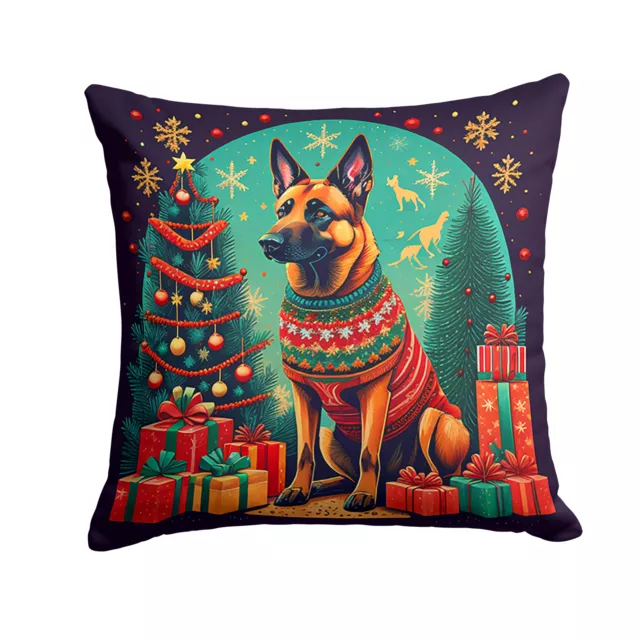 Belgian Malinois Christmas Fabric Decorative Pillow DAC1096PW1414