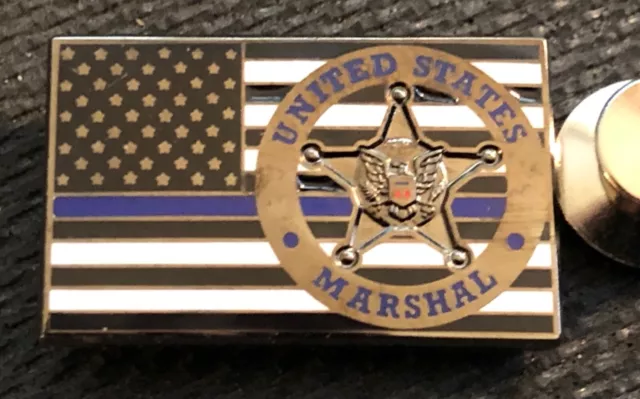 USMS - US Marshals Service “TBL” Thin Blue Line black chrome version Lapel Pin