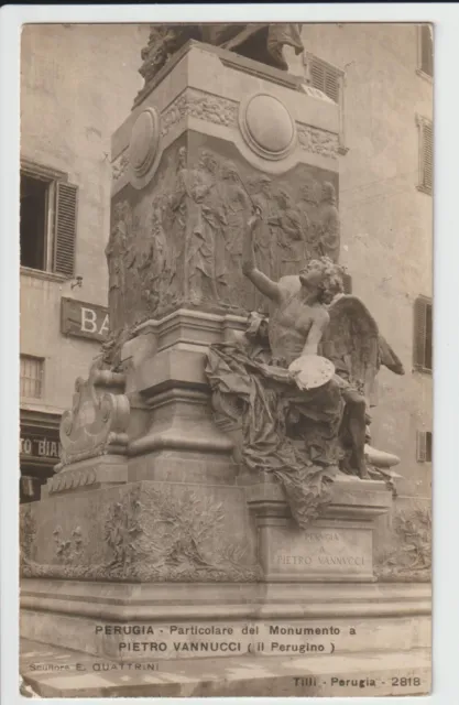 Tilli - Antica Cartolina Fotografica Di Perugia - Monumento A Pietro Vannucci