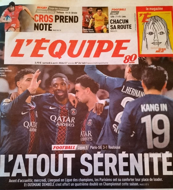 2 L'EQUIPE 30 & 31 Janvier 2023 : PSG 1-1 Reims, France 29-34 Danemark, EUR 22,65 - FR