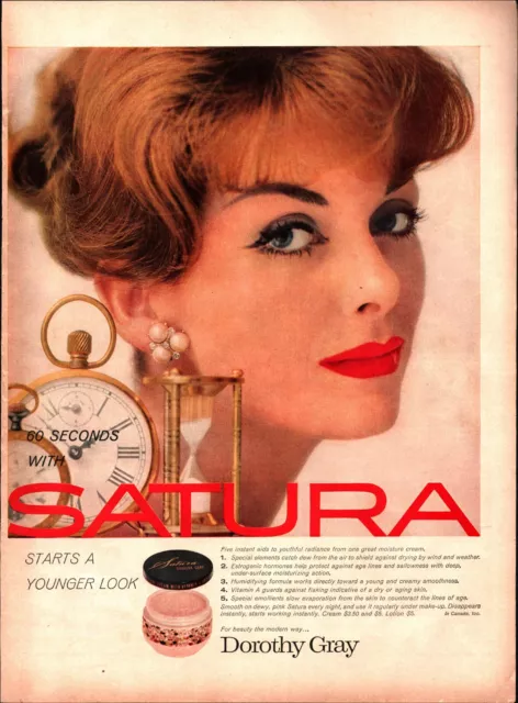 1958 Dorothy Gray Cosmetics Beauty sexy Print Ad Satura Moisture Cream a6