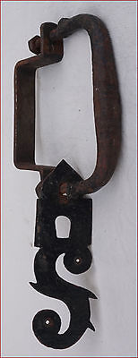 Antique French Wrought Iron Door Handle Hand Forged Ornate 16th C