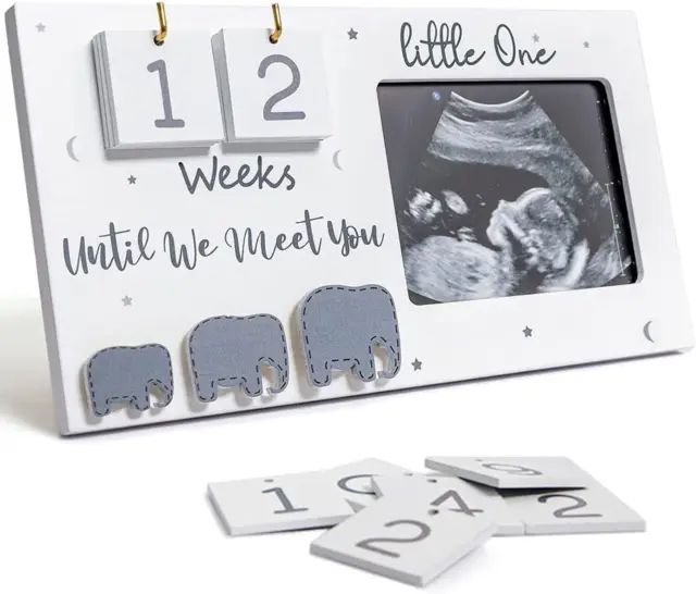 Sonogram Picture Frame, Ultrasound Photo Frame with Baby Countdown Weeks, Baby A