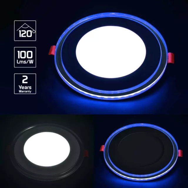 Round/Square LED Recessed Blue/Purple Edge Lit Panel Lights Ceiling Downlights