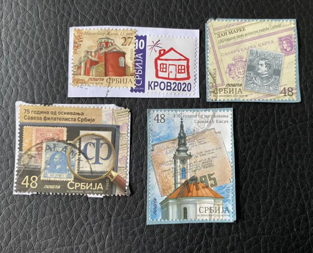 Lot de 5 timbres de Serbie années diverses - Sur Fragment - Briefmarken V90