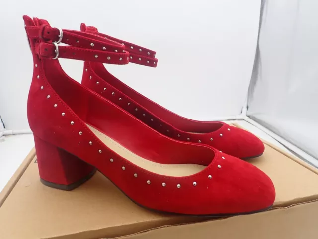 Marc Fisher Kappa Ankle Strap Heeled Pump - Women s Size 6.5M, Red Suede NEW
