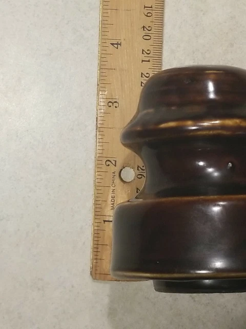 Vintage Brown Ceramic Porcelain Thomas Electric Power Line Insulator 3 3/4" 5
