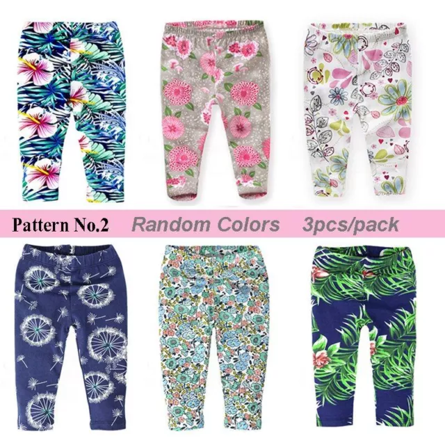 Autumn Spring Leggings Floral Patterned Elastic Waists Pants Baby Girls Clothing 2