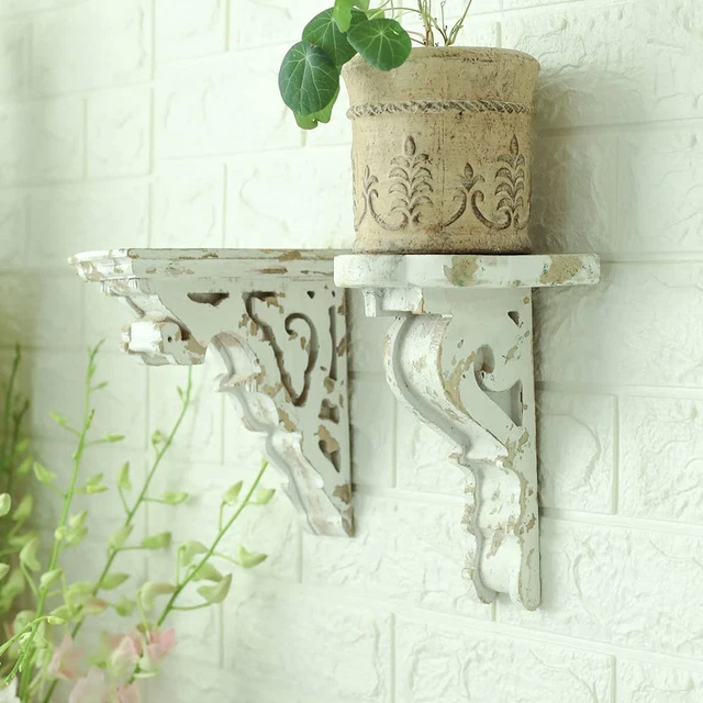 Set of 2 Corbels for Shelves Wood Corbels Decorative Shelf Brackets Wooden Vinta