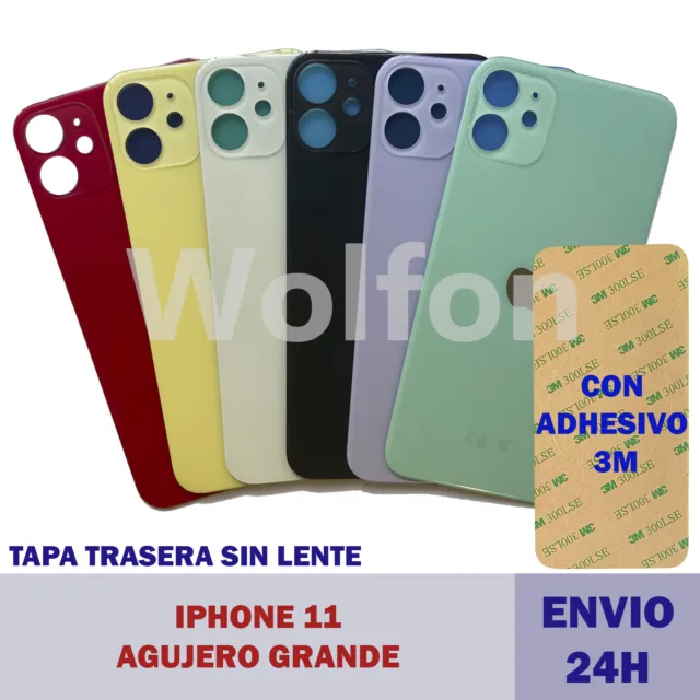 Tapa trasera cristal IPHONE 11 Agujero Grande CON ADHESIVO 3M envio 24 horas