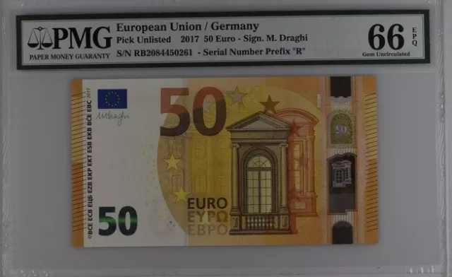 European Union / Germany 50 Euro 2017 P23r UNC / PMG GEM66EPQ