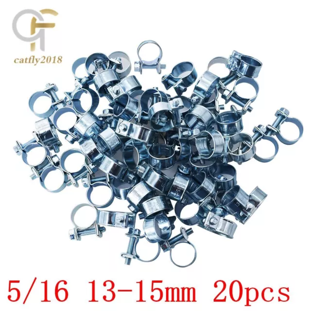 20 Pcs  5/16"（13mm-15mm） Fuel Injection Gas Line Hose Clamps Clip Pipe