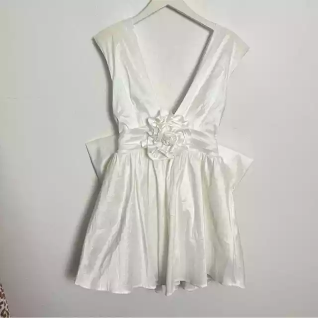 NEW For Love & Lemons Bow & Rosette Fit & Flare Mini Dress Ivory Size Medium NWT 3