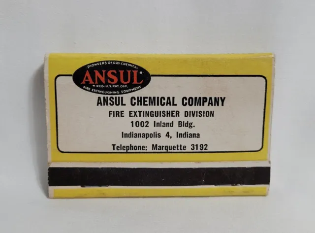Vintage Ansul Chemical Fire Extinguisher Matchbook Indianapolis IN Advertising