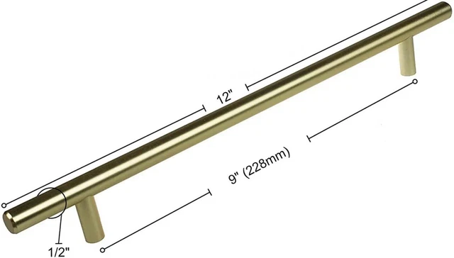 GlideRite 9 in. Center-to-Center Satin Gold Solid Handle Bar Cabinet Drawer Pull