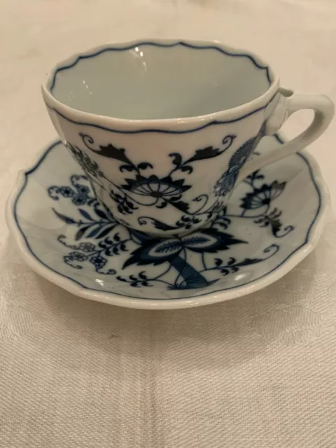 Blue Danube Blue Onion Teacup Saucer Japan Rectangle Banner Vintage