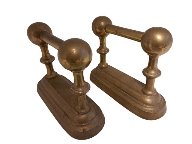 Fire Dogs Andirons Antique Brass