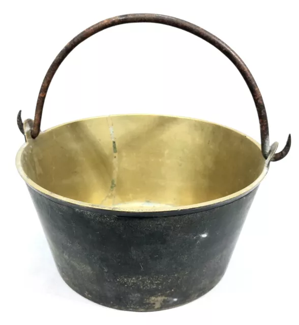 Stunning Large Antique victorian solid Brass Jam preserve Pan Pot