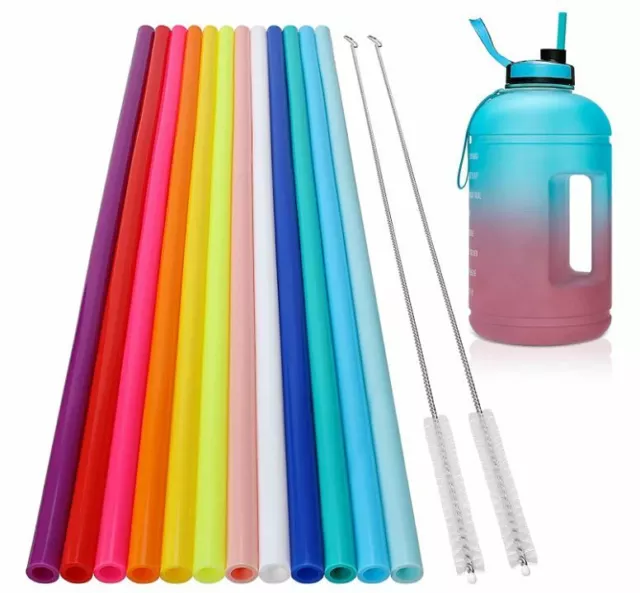 12 Pack, Extra Long 14.5 inch Reusable Silicone Straws for Large Water Bottle