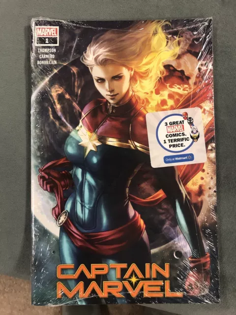 Captain Marvel #1 Artgerm Walmart Exclusive Long Hair Variant - Sealed 3Pack
