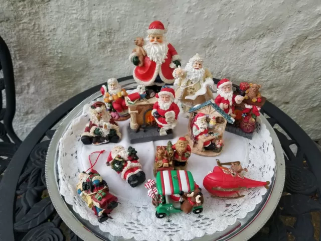 Lot Of 12 Santa Claus Figurines, Christmas Collectibles