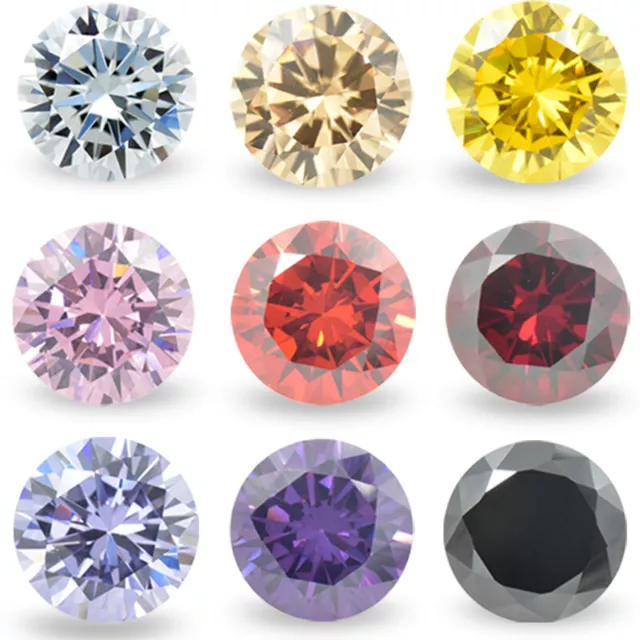 1.0~10mm 100pcs Round Colors Loose Cubic Zirconia AAAAA CZ stone Gemstone Jewelr