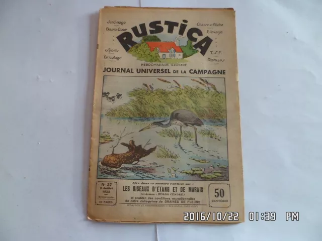 Rustica N°27 2/7/1933 Oiseaux D'etang Et De Marais Fetes De La Normandie  G35