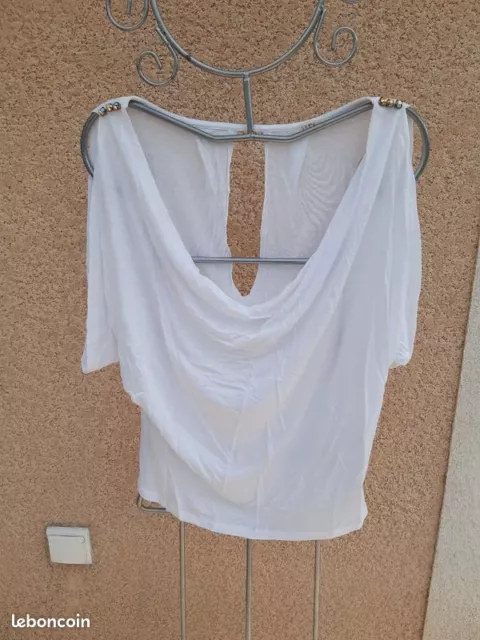 Haut débardeur tshirt asymétrique blanc - Guess - Taille XS