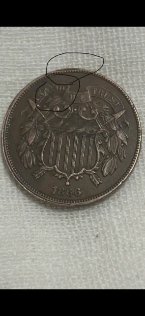 1866 US 2 Cent Coin With Errors