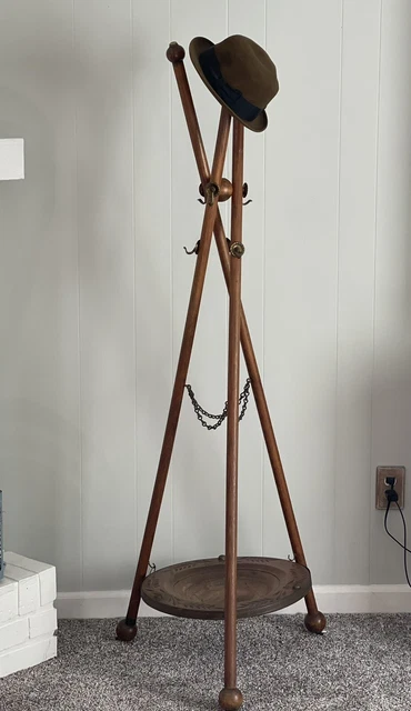 Antique Victorian Stick & Ball Tripod  Hat  Stand /Coat Rack Hall Tree